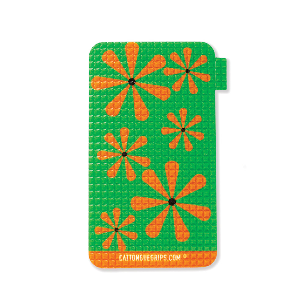 Green and orange retro inspired cell phone grip
