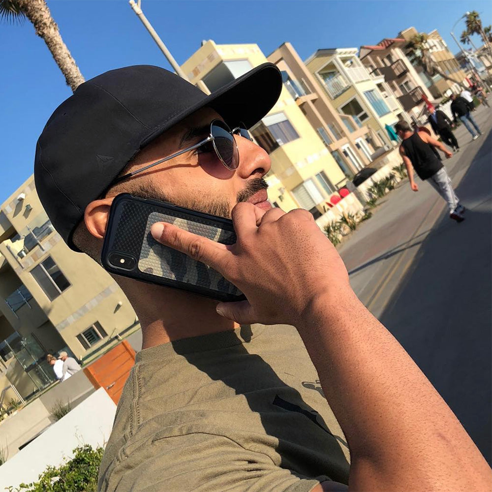 Camouflage cell phone grip keeps your cell phone in your hand!